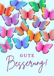 Grußkarte Gute Besserung bunte Schmetterlinge