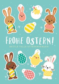 Grußkarte Ostern mit lustigem Bastelbogen