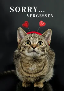 Grußkarte Valentinstag Katze 'Sorry, vergessen'