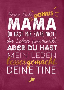 Grußkarte zum Muttertag Bonusmama