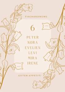Gurppentischkarte klassische Glockenblumen Nummer