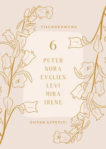 Gurppentischkarte klassische Glockenblumen Nummer