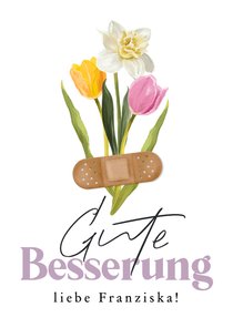 Gute Besserungskarte Pflaster Frühlingsblumen