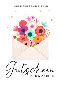 Gutschein-Dankeskarte Blumen im Briefumschlag