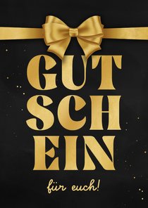 Gutschein goldene Schleife Weihnachtskarte Schriftzug
