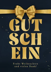 Gutscheinkarte Firma Schleife Schriftzug Gold Blau