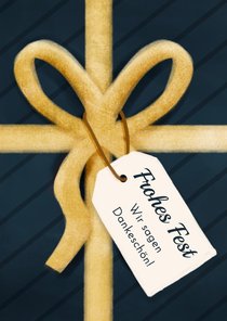 Gutscheinkarte Geschenk dunkelblau mit Schleife