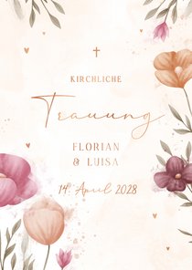 Hochzeits-Kirchenheft elegante Blumen Aquarell