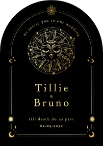 Hochzeitseinladung Bogenform Tattoo Sonne Astrologie