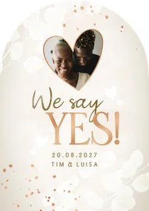 Hochzeitskarte Bogenform Botanisch Foto Kupferherzen