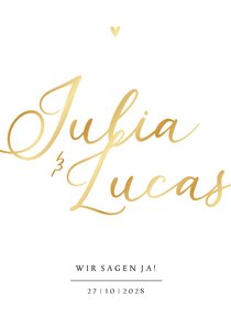 Hochzeitskarte Einladung Namen in Gold