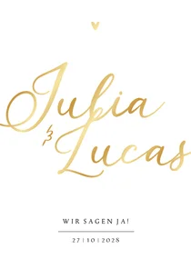 Hochzeitskarte Einladung Namen in Gold