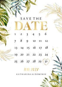 Hochzeitskarte Karte Save-the-Date Botanik & Gold