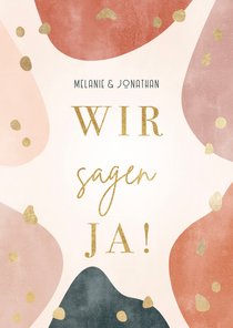 Hochzeitskarte 'Wir sagen ja' geometrisch & organisch