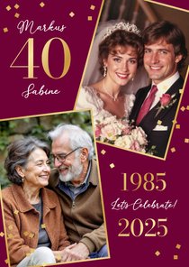 Jubiläum 40. Hochzeitstag Fotocollage goldenes Konfetti