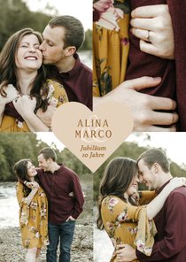 Jubiläum Einladungskarte Fotocollage Herz 10. Hochzeitstag