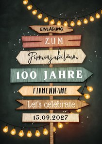 Jubiläumsfeier Einladung Firma 100 Holzschilder