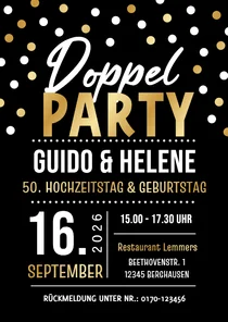 Jubiläumskarte Hochzeitstag und Geburtstag Doppelparty