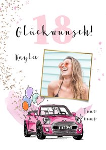 Karte Glückwunsch 18. Geburtstag Auto