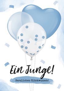 Karte Glückwunsch Geburt Junge Luftballons