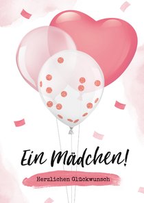 Karte Glückwunsch Geburt Mädchen Luftballons