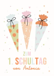 Karte Glückwunsch Schulanfang 3 Schultüten