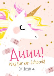 Karte Gute Besserung Einhorn mit Pflaster