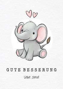 Karte Gute Besserung für Kind mit Elefant