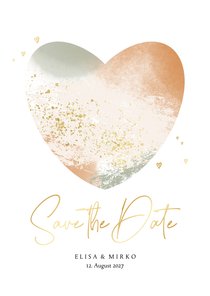 Karte Hochzeitstermin Save-the-Date Aquarell-Herz