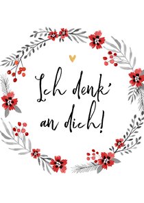 Karte 'Ich denk' an dich' Blumenkranz