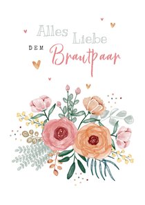 Karte mit Blumen Glückwunsch Brautpaar 