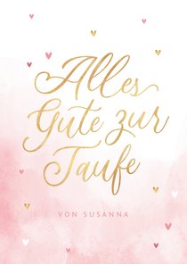 Karte rosa Glückwunsch Taufe Schreibschrift