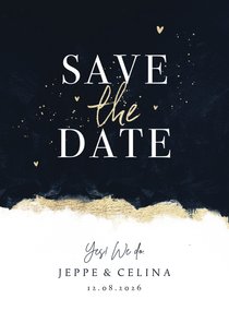 Karte Save-the-Date Hochzeit Aquarell schwarz-gold