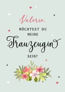 Karte Trauzeugin fragen Blumen Vintagelook