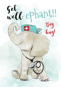 Karte zur guten Besserung mit Elefant