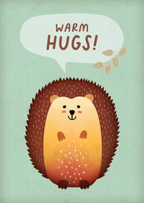 Karte zur guten Besserung mit Igel 'Warm Hugs'