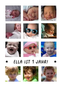 Kindergeburtstag Einladung 12 Monate Fotocollage