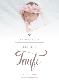 Kirchenheft Taufe Foto & Schreibschrift rosé