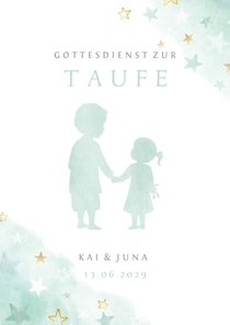 Kirchenheft Taufe mintgrün großer Bruder & kleine Schwester