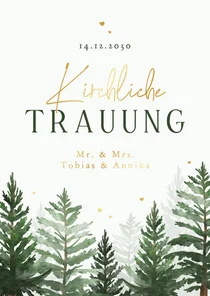 Kirchenheft Winterhochzeit Tannenbäume