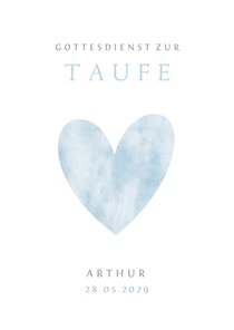 Kirchenheft zur Taufe Herz blaues Aquarell