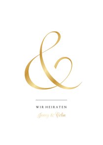 Klassische Einladung zur Hochzeit Ampersand gold