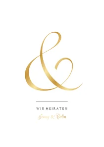 Klassische Einladung zur Hochzeit Ampersand gold