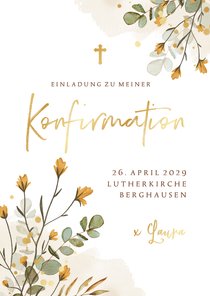 Konfirmationseinladung Wiesenblumen Aquarell