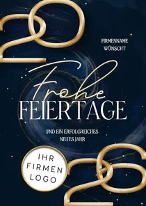 Logo-Weihnachtskarte Marmoroptik 2026 dunkelblau