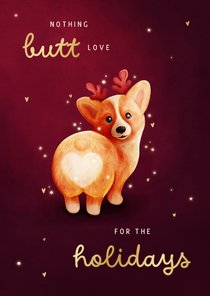 Lustige Weihnachtskarte Corgi Herz 'Nothing butt love'