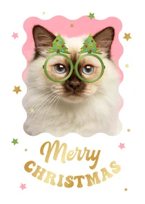 Lustige Weihnachtskarte Haustier mit Brille