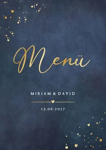 Menükarte Blau mit Gold