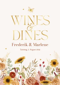 Menükarte Hochzeit Sommerblumen & Gold