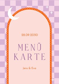 Menükarte Lila Kariert mit Cocktailkarte 